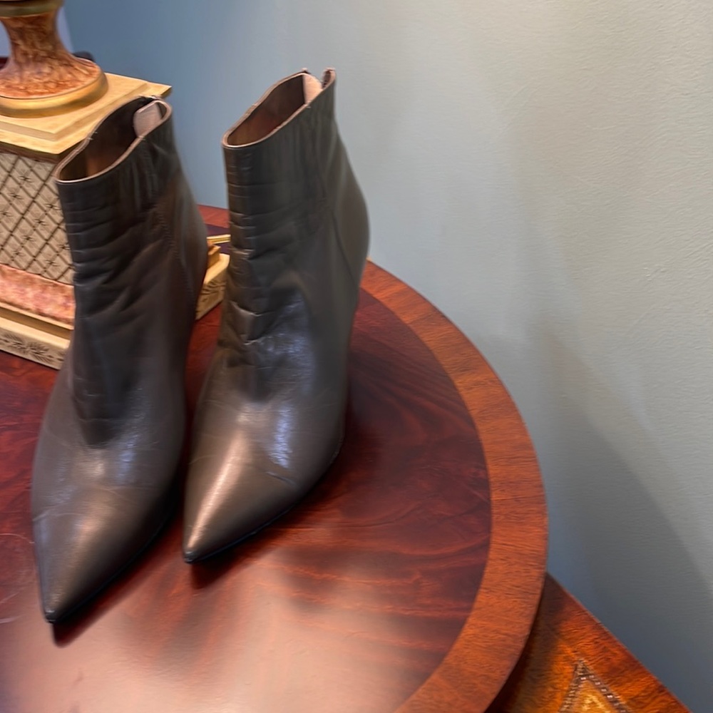 Green leather boots